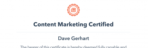 HubSpot Academy Content Marketing Certificate