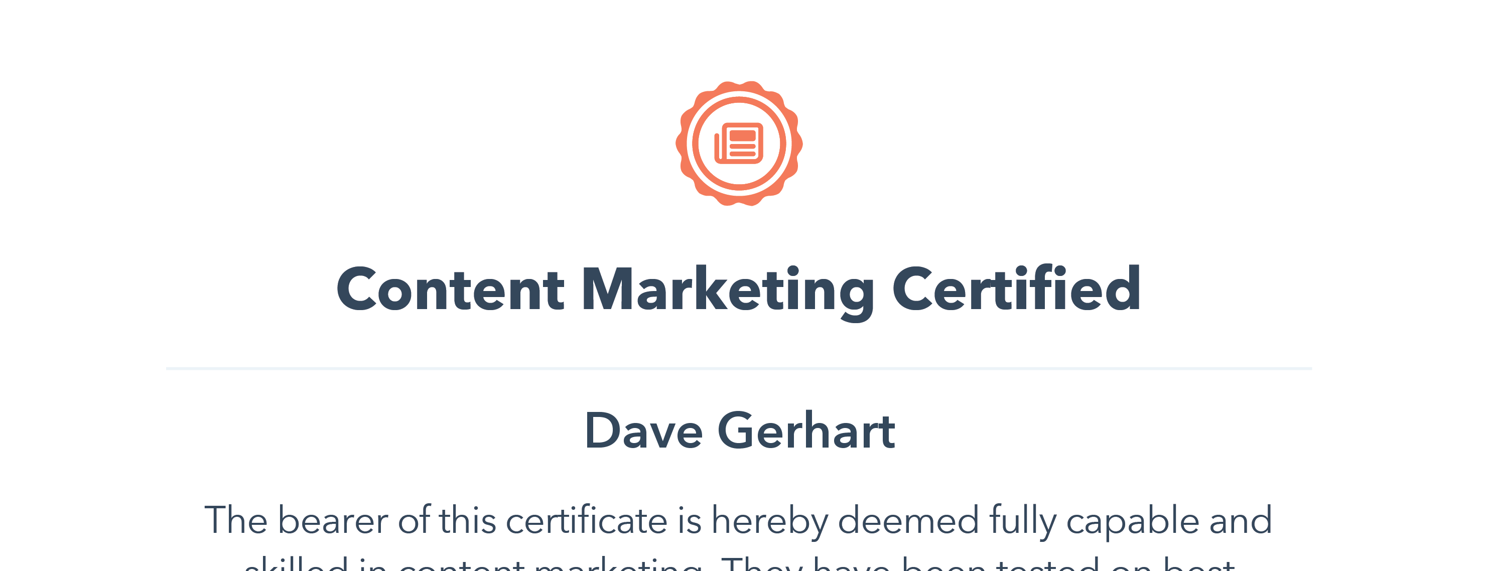 HubSpot Academy Content Marketing Certificate